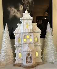 NEW Cupcakes and Cashmere XL  26” White Christmas Lighted Gingerbread House picture
