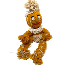 Unique Vintage Handmade Gingerbread Christmas Yarn Doll 14