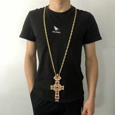Ornate Pectoral Cross Necklace Red Zircons Greek Orthodox Crucifix Jewelry Gift picture