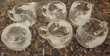 Nestle World Globe Etched Glasses coffee Mugs / sugar / creamer - Mint set of 6  picture