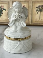 Vintage White Ceramic Angel  Trinket Box, Jewelry Box picture