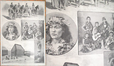 1893 Feb 18, L'illustration ~ Pau Riders, Ukulele Wahine, Hula Hale, etc~ HAWAII picture