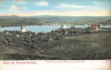 Salut de Constantinople Turkey Istanbul Aerial View of Asia & Europe Postcard picture