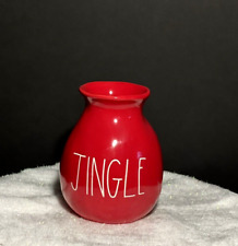 Rae Dunn Jingle Red White Flower Bud Vase Christmas Holiday picture