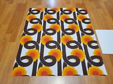 Awesome RARE Vintage Mid Century Retro 70s 60s Yel Brn Loopy Flowers Lrg Fabric picture