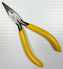 Vintage Klein Tools 321-41/2C Slim Long Nose Pliers with Yellow Grips USA Tool picture