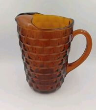 Vintage Amber Indiana Glass Cubist Glass Colony Whitehall Water Pitcher Ice Lip  picture