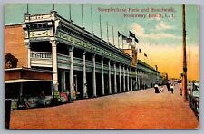 Steeplechase Park and Boardwalk Rockaway Beach L. I. NY—Antique Postcard c. 1910 picture