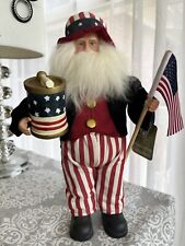 Patriotic Santa, Santa’s Workshop Handmade Collectibles Santa With American Flag picture