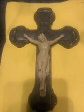 Antique Figural Jesus Quality Hanging Wall Crucifix Made of Heavy Metal picture