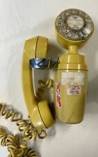 Vintage 1960s Wall Hang Mount Space Saver Rotating Phone Yellow GTE General picture