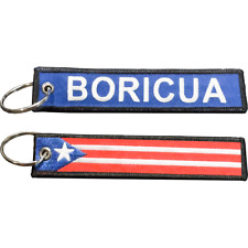 EL12-024 Boricua Puerto Rico Flag Puerto Rican Pride embroidered keychain with k picture