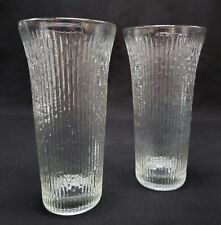 Vtg Jeannette Glass Finlandia Tree Bark Clear Ice Flared Top Tumblers Set of 2 picture