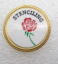 Stenciling Red Rose Lapel Pin (C657) picture