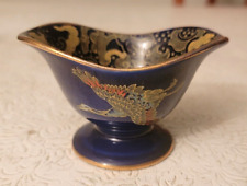 Vintage 1920s HH&G Ltd England Hand Painted Blue GOLDEN MOON Sugar Bowl picture
