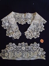 Unique Antique Knotted netting + irish crochet hand made set hand made picture