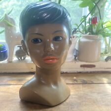 Vintage 1960s Marwal Polynesian Boy Head Bust Chalkware Hawaiian 8.25