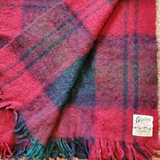 Vintage 1960s Glentana Mohair Wool Pile Blanket Throw Plaid 64x46 Inch picture