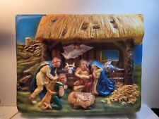 RARE Find - 1950s USA LITE Nativity 3-D wall hanging light up Manger Scene picture