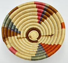 Hand Made Basket 7” Round Bowl Woven Coiled Colorful picture