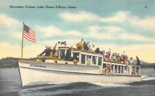 ID, Idaho CROWD~EXCURSION CRUISER SEEWEEWANA~Lake Coeur d'Alene c1940's Postcard picture