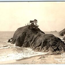 c1930s Port Orford, OR RPPC Battle Rock Real Photo Coast Highway Postcard A97 picture