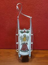 Cloisonné Enameled Ornament Sled Angel NYCO Nicki Yassaman  picture