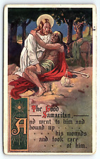 c1910 THE GOOD SAMARITAN BIBLE RELIGIOUS ROAD TO EMMAUS EARLY POSTCARD P3647 picture