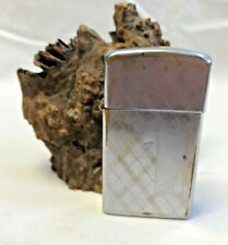 Vtg 1957 Slim Zippo Lighter Blank Initial Plate Survival Fishing Hunting Smoking picture