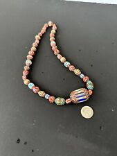 antique native American artifact arrowhead interest glass bead necklace. picture