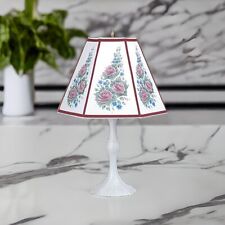 Table Lamp White Ceramic Rose Metal Parchment Shade 25H x 16W Renovators Supply picture