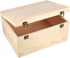 Large Wooden Box, 13 X 10 X 6.5 Inch Natural Unfinished Pine Wood Boxes picture