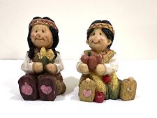 Native American Indians Boy and Girl Collectable Figurines Harvest Kids 6” Cute picture