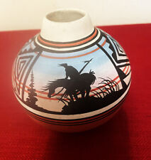Vintage 1996 Mexican Clay Hand Painted Signed Pottery 
