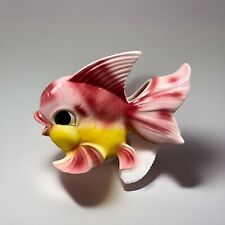 Vintage Norcrest Fish Wall Hanging Pink Pocket Plaque Japan Anthropomorphic MCM picture