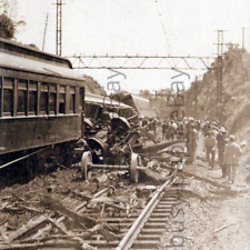 1920s RPPC Harrisburg Pennsylvania Street Car Train Wreck Disaster Postcard picture