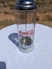 Vintage Retro Coca-Cola Straw Dispenser Holder Diner-Style Glass Chrome 1992 picture