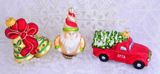 Mix Lot Glass Christmas Ornaments Santa, Bells & Truck picture