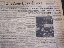 1950 OCTOBER 1 NEW YORK TIMES - M'ARTHUR WILL ASK SURRENDER TODAY - NT 4577 picture