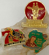 San Diego Zoo 70 & 80 Year Anniversary Pins Save the Rainforest Lot of 3 Pins picture