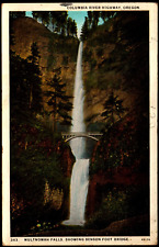 Postcard OR Oregon Multnomah Falls and Benson Foot Bride Columbia River 1929 A15 picture