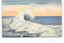 Majestic Breaker From Mighty Deep Indian Neck CT Linen Postcard Vtg Unposted picture