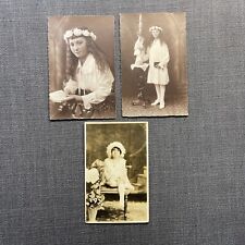 Antique Postcard Lot of 3 RPPC Children 1st Communion Girls International US picture
