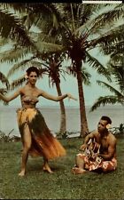 Hula girl ~ Korolevu Beach Hotel ~ Fiji ~ FMF Solomons stamp ~ air mail postcard picture