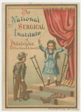 National Surgical Institute Prostetic Limb No More Crutches 1880's Trade Card picture