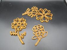 Vtg MCM 70s Dart Syroco Homeco Flowers & Wall Decor Wicker Look Boho - Set of 3 picture