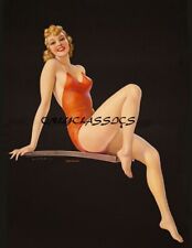 Vintage 1943 Art Deco Jules Erbit Bathing Suit Clad Sexy PinUp Print Tops Em All picture