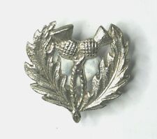 WW2 British Indian Army Scottish Thistle  white metal pouch Badge  picture