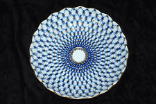 Vintage LOMONOSOV   Porcelain Cobalt Gold Net Biscuit Dish Serving Bowl 8.5
