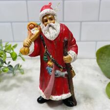 Vintage Victorian Santa Claus Figurine Staff Bag Gifts Ornament 6